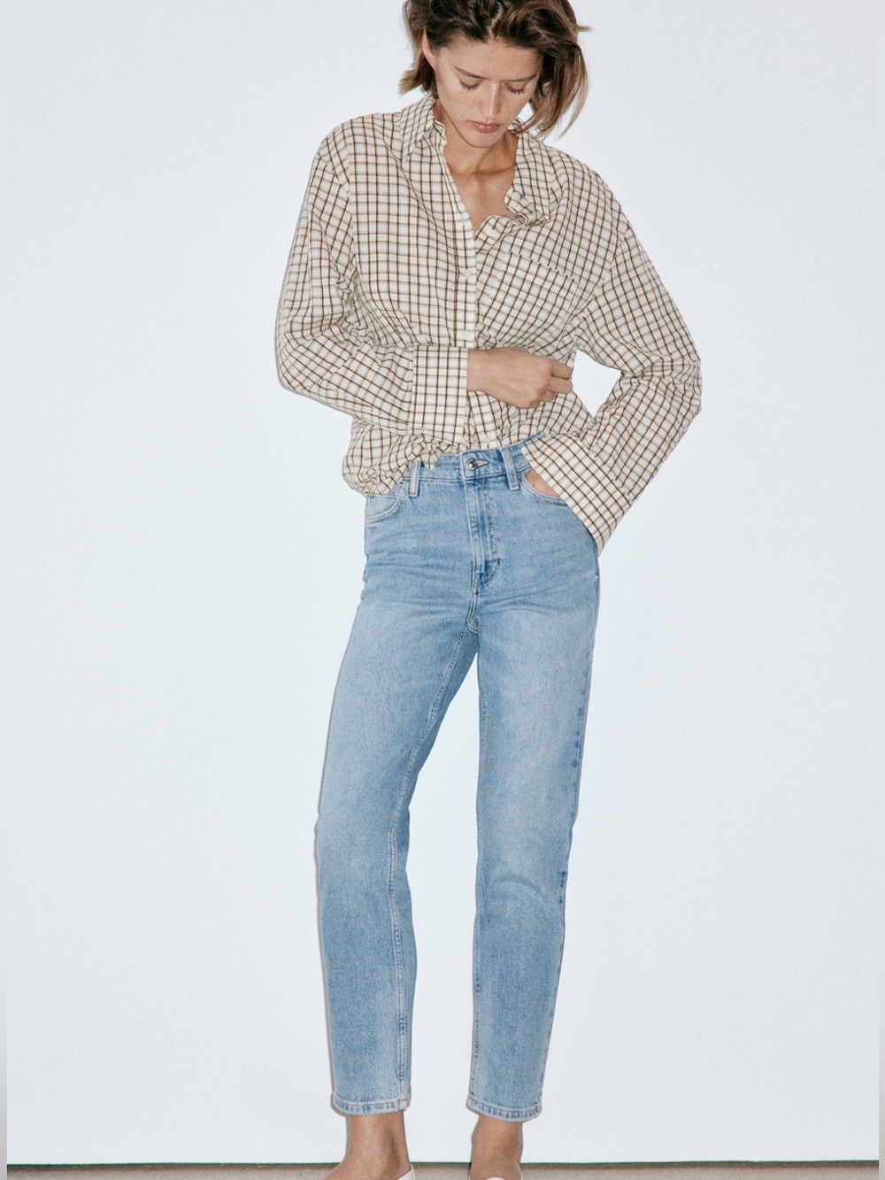 Medium Blue High-Rise Mom Comfort Ankle Jeans
